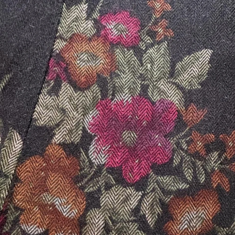 90s black midi skirt floral dark grunge whimsigoth vintage tapestry women's L - Picture 4 of 8